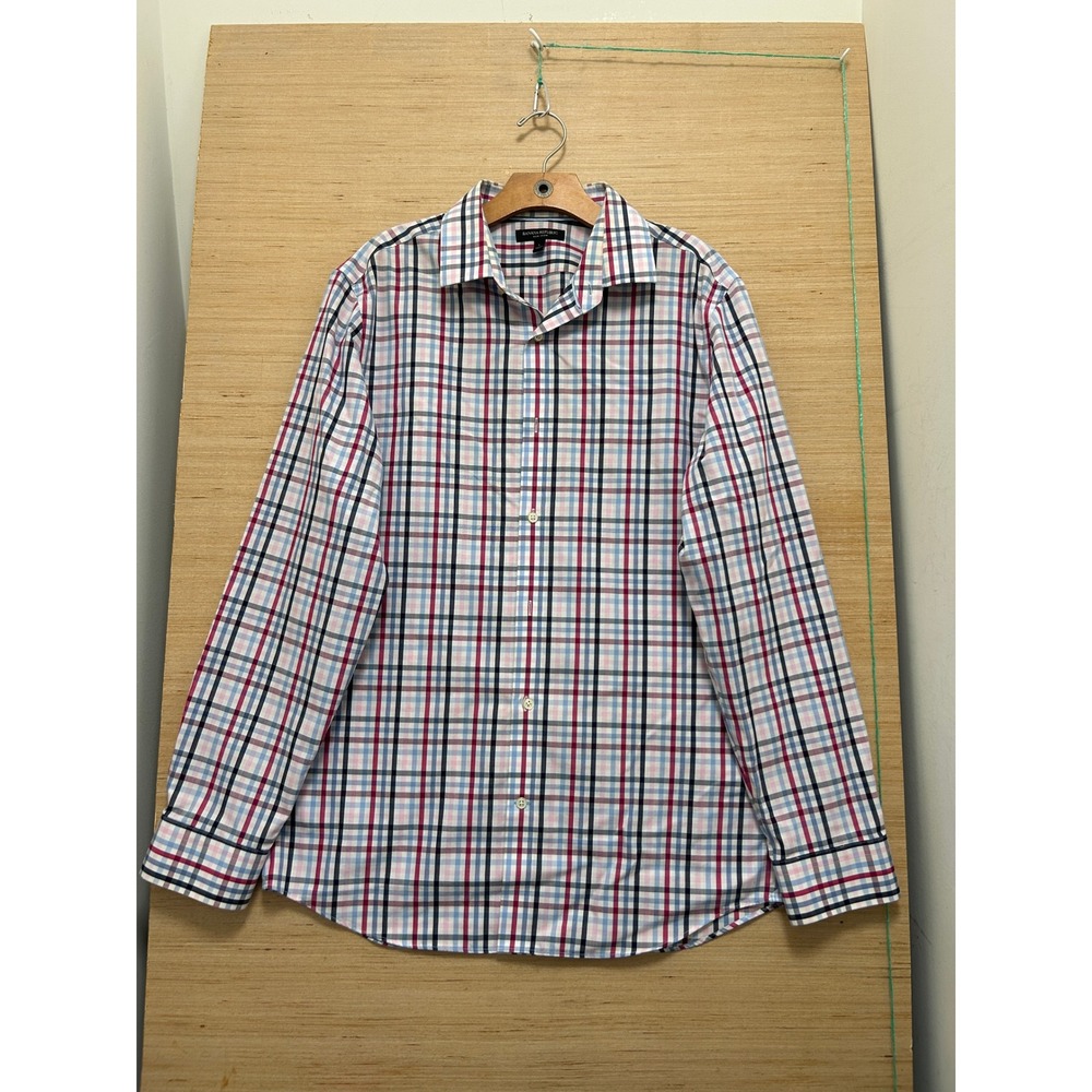 Banana Republic‎ Mens Grant Fit Non-Iron Plaid Button Down Shirt Multi Color L